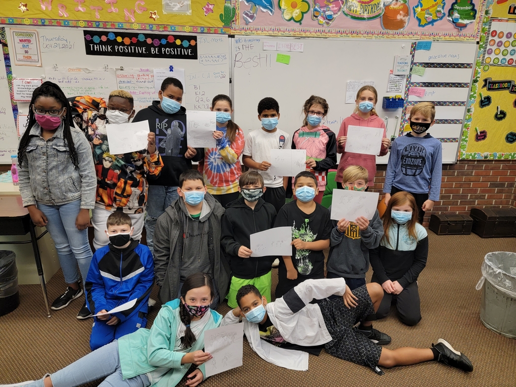 Mrs. Armstrong's students with their drawings