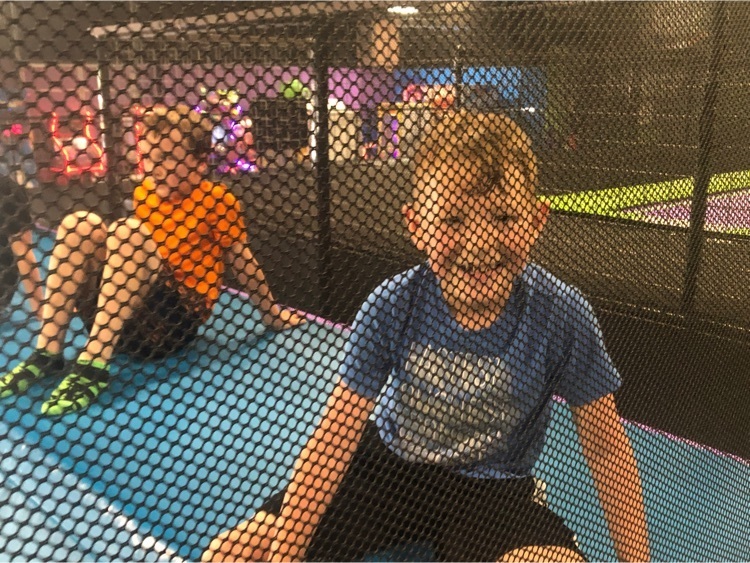 student at trampoline park