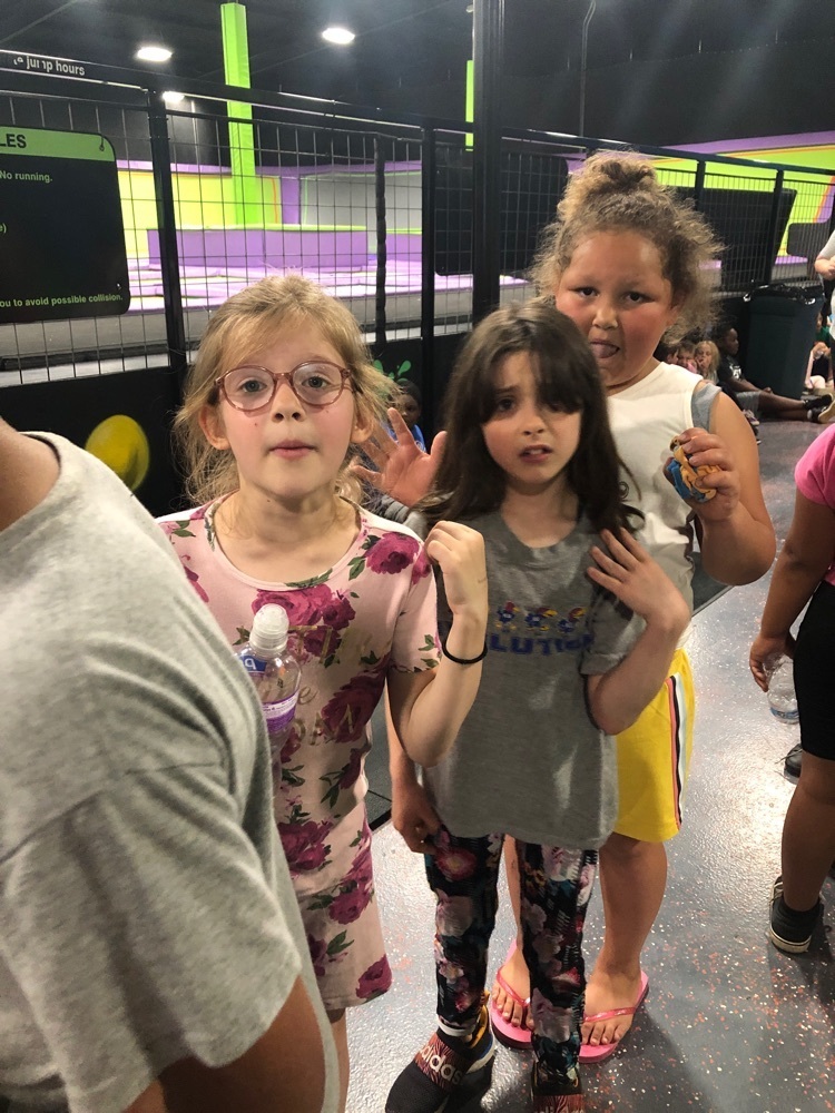 students at trampoline park