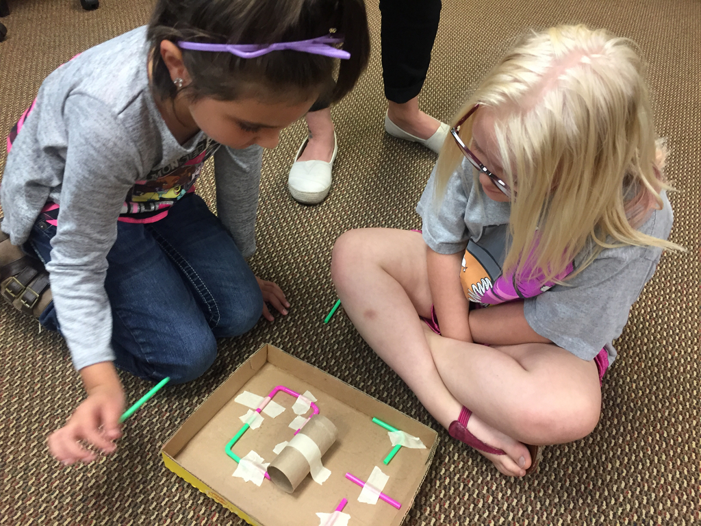 Students making a maze