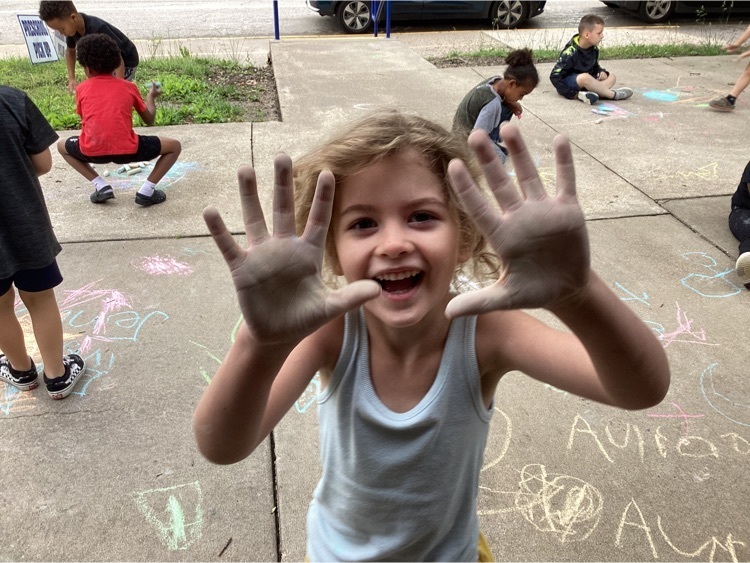 Aurora with chalk hands