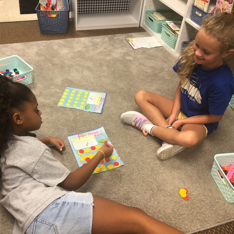 students playing a math game
