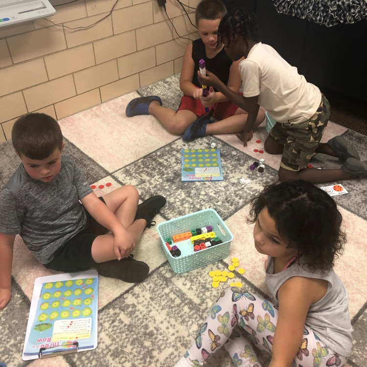 students playing a math game