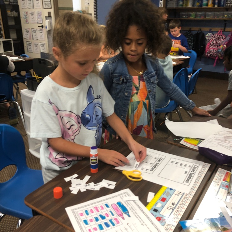 students working on sorting activity