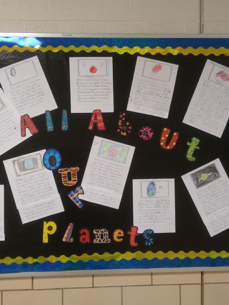 Mrs. Strode's class researched the planets and then wrote a exploratory essay over their planet