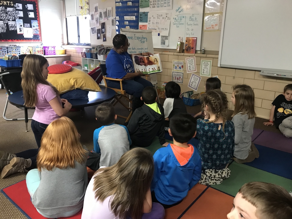 Ms. Bonnie reading, Sulwe, to Mrs. Liska’s second grade class. ❤️