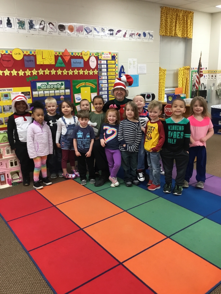 Read Across America with the Cat & the Hat and Silly Socks in Mrs. Hansen’s preschool.